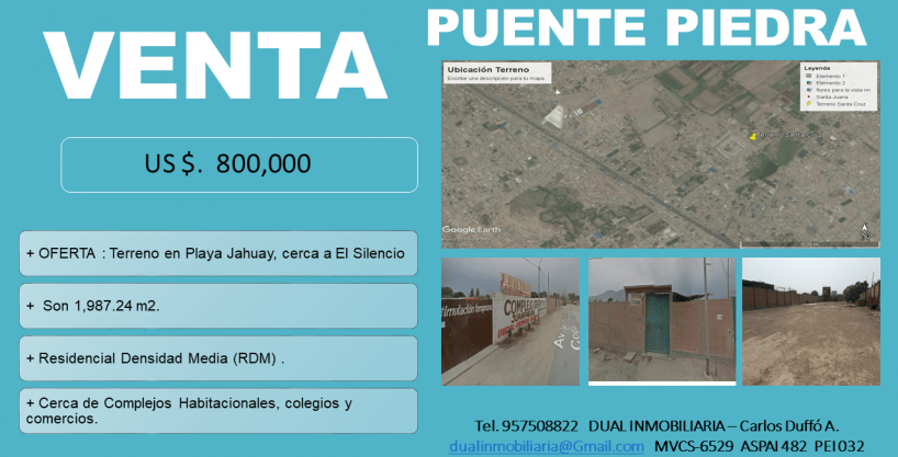 Puente Piedra – Ideal Proyecto Vivienda o Comercial