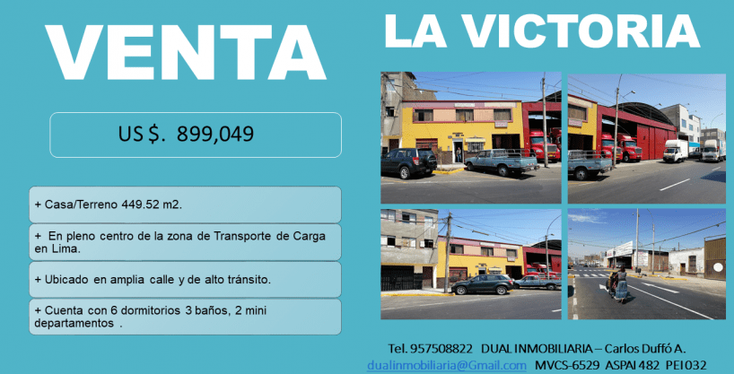 La Victoria – Ideal Negocio plena Zona Transpote